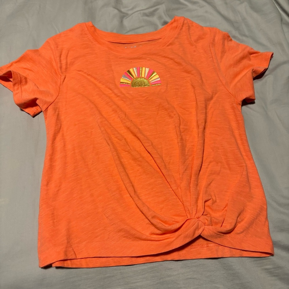 NWOT Cat & Jack Orange Sun T-shirt w/ Twist Detail